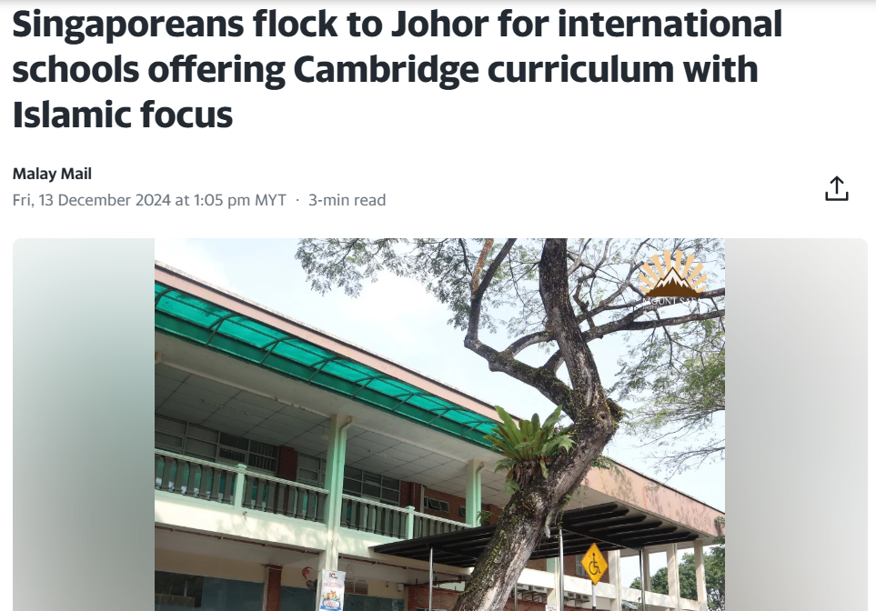 Singaporeans flock to Johor for international schools offering Cambridge curriculum with Islamic focus _ Yahoo News