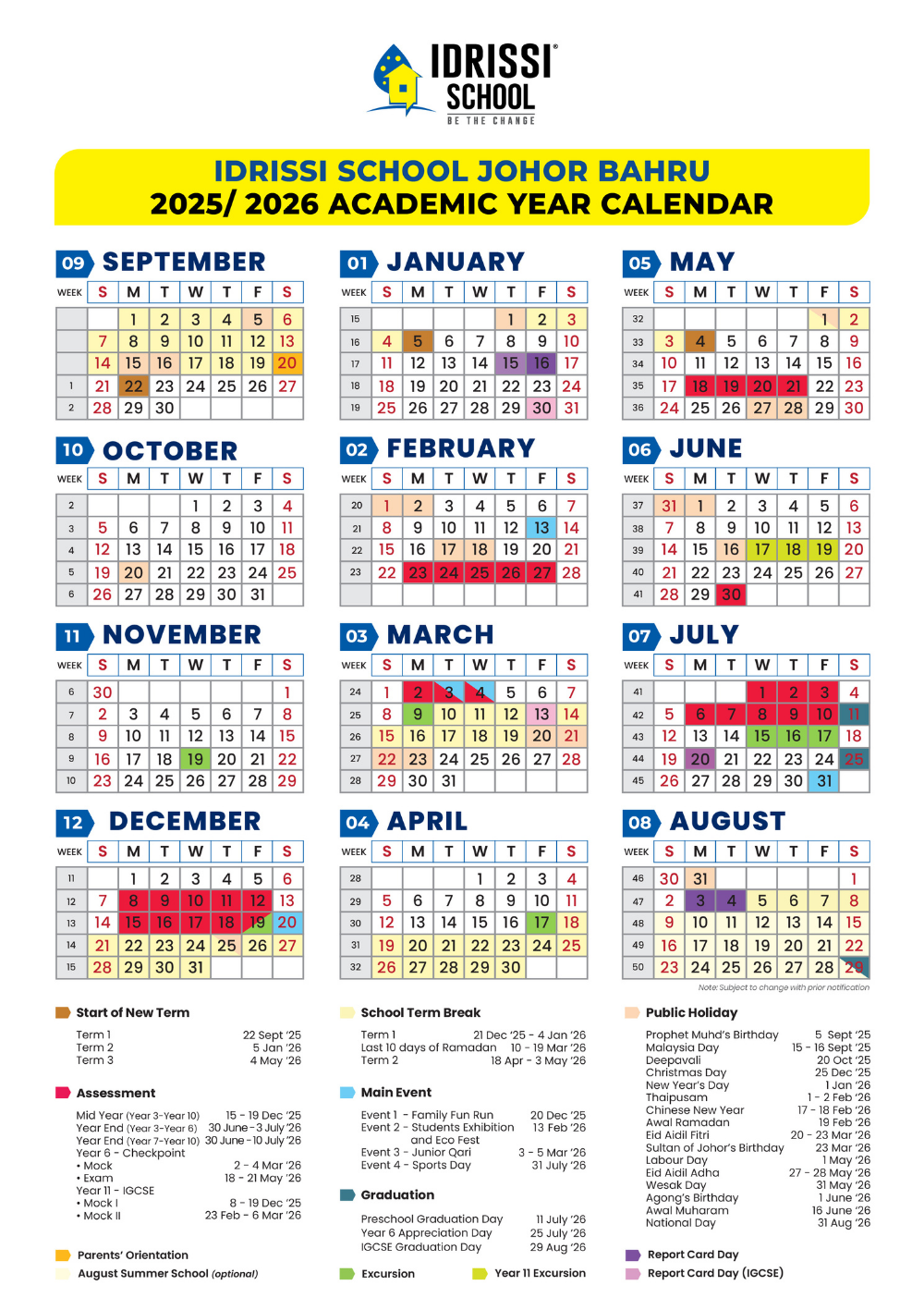 JB Academic Calendar 2025-26