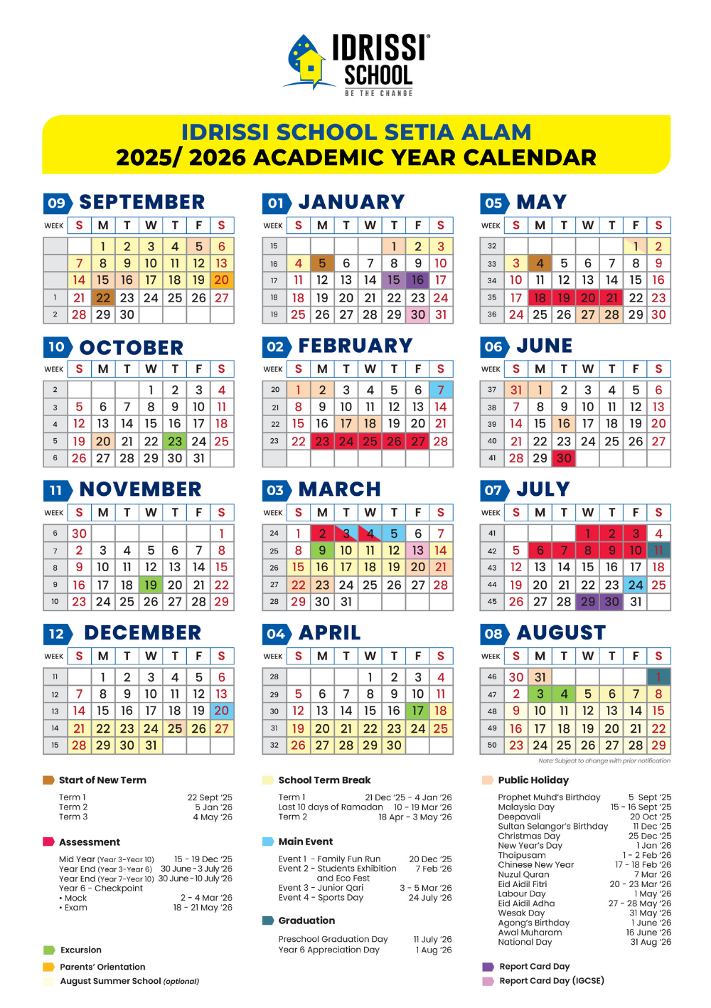 SA Academic Calendar 2025-26